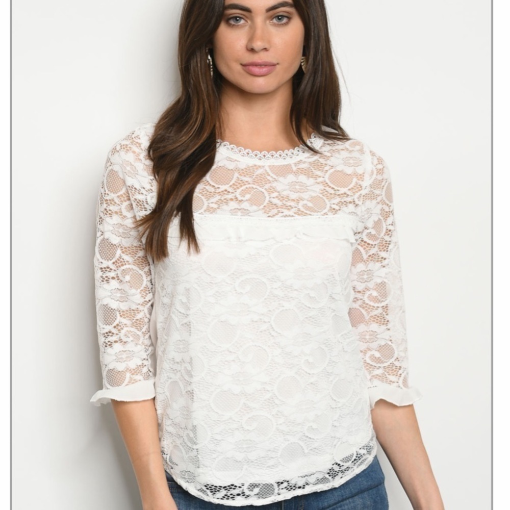 New WHITE LACE TOP